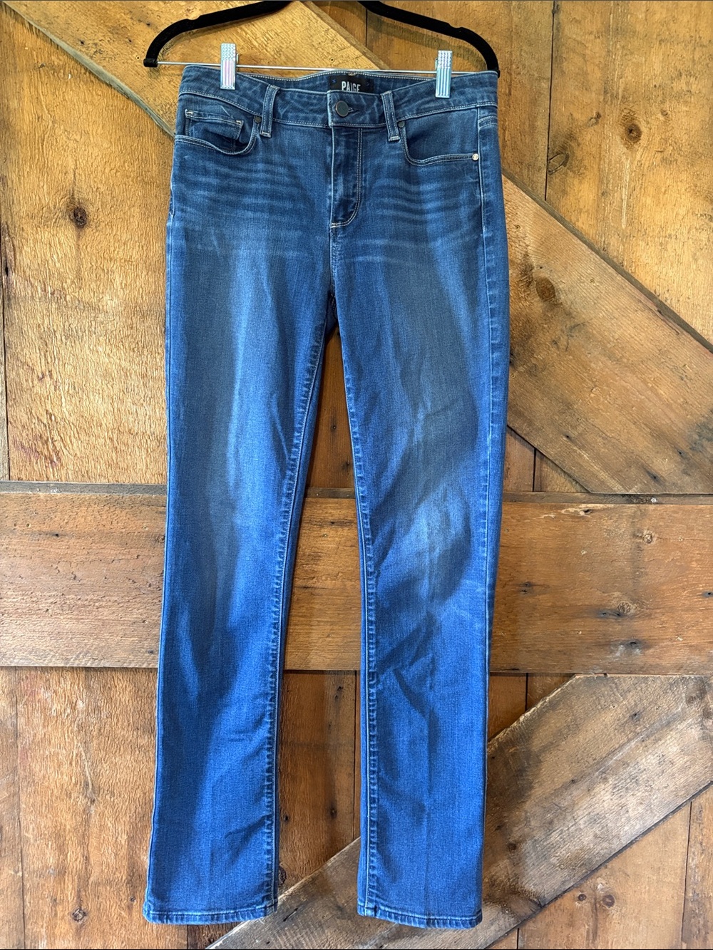PAIGE Skyline Straight Dark Blue Mid Rise Skinny Jeans Womens Size 29